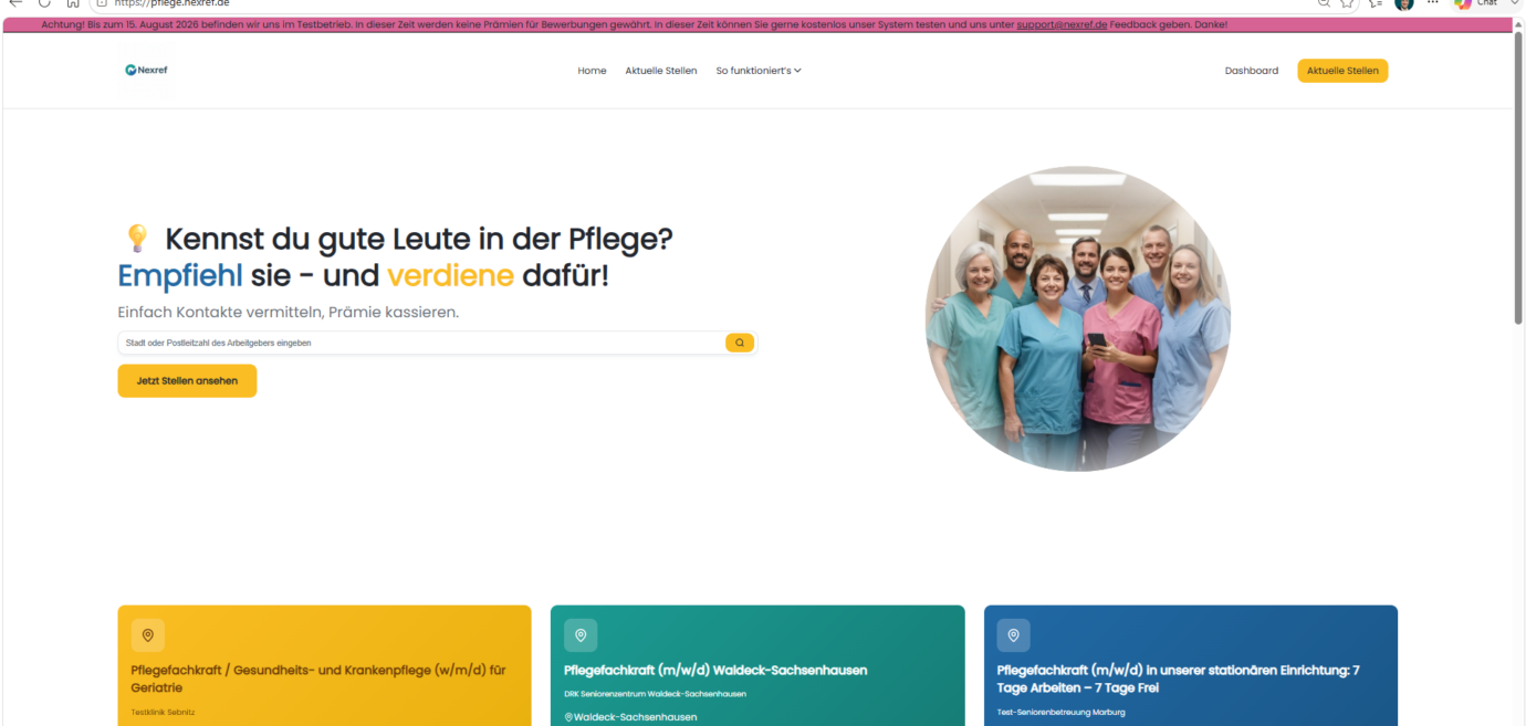 Screenshot Nexref.Pflege